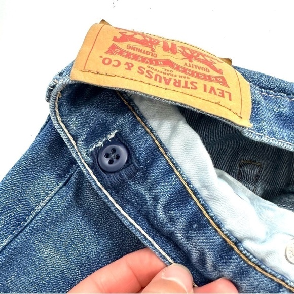 Levi’s Youth Boys Sz 12 Regular 502 REGULAR TAPER Blue Denim Jeans Roll Up Hem - Picture 8 of 13